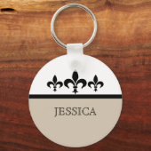 Beige Swanky Fleur De Lis Sleutelhanger (Voorkant)