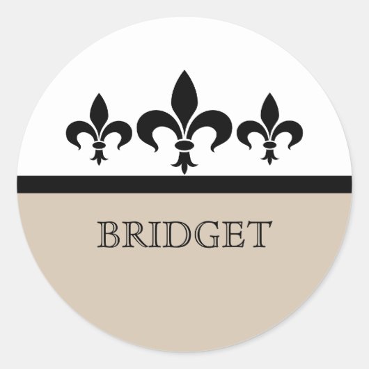 Beige Swanky Fleur De Lis Stickers (Voorkant)