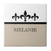 Beige Swanky Fleur De Lis Tegel Tegeltje (Voorkant)