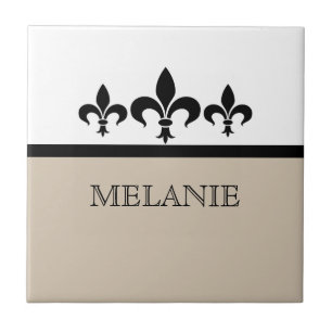 Beige Swanky Fleur De Lis Tegel Tegeltje