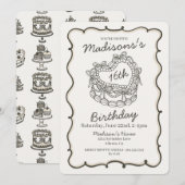 Beige Sweet 16 Heart Coquette Cherry Cake Verjaard Kaart (Voorkant / Achterkant)