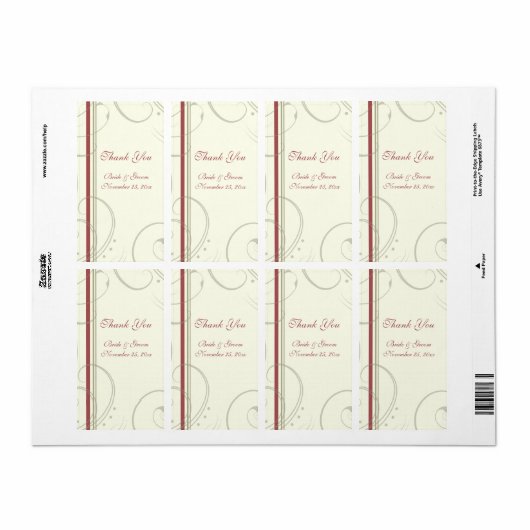 Beige Swirls Wedding Labels (Full Sheet)
