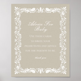 Beige Talavera Tegel Advies voor Baby shower Game Poster