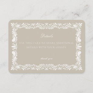 Beige Talavera Tegel Detail Kaart Invitation Inser