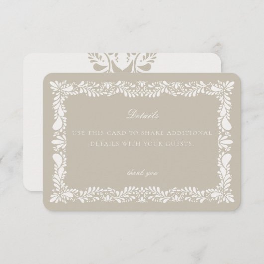 Beige Talavera-tegel Detail kaart uitnodiging inla (Voorkant / Achterkant)