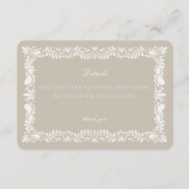 Beige Talavera-tegel  Detailkaart Uitnodiging Inle Informatiekaartje