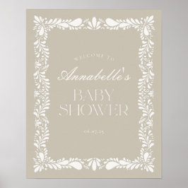 Beige Talavera Tegel Fiesta Baby shower Welkom Poster