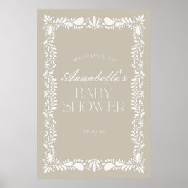 Beige Talavera Tegel Fiesta Baby shower Welkom Poster