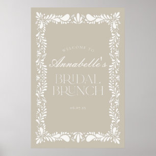 Beige Talavera Tegel Fiesta Bruids Brunch Welkom Poster