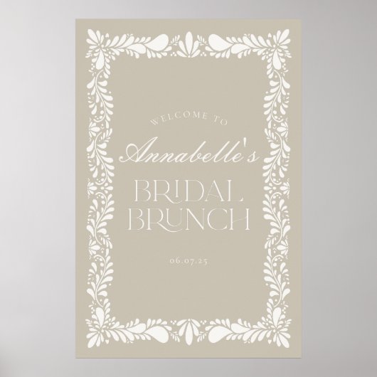Beige Talavera Tegel Fiesta Bruids Brunch Welkom Poster (Voorkant)