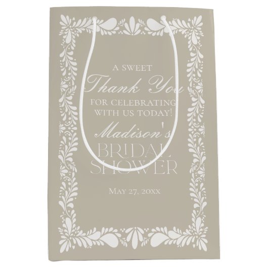 Beige Talavera Tegel Fiesta Bruidsfeest Favoren Medium Cadeauzakje (Voorkant)