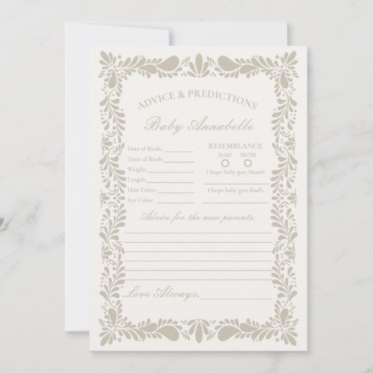 Beige Talavera Tegel Spaans advies voor Baby Kaart (Voorkant)