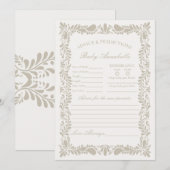 Beige Talavera Tegel Spaans advies voor Baby Kaart (Voorkant / Achterkant)