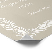 Beige Talavera Tegel Spaans Deel een Recept Bruids Poster (Hoek)