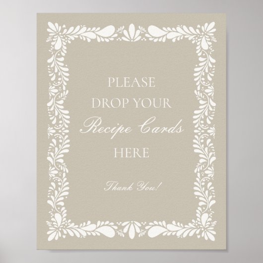 Beige Talavera Tegel Spaans Deel een Recept Bruids Poster (Voorkant)