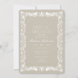 Beige Talavera Tegel Spaans Fiesta Bruidsbrunch Kaart