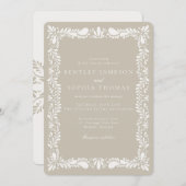 Beige Talavera Tegel Spaans Fiesta bruiloft Kaart (Voorkant / Achterkant)