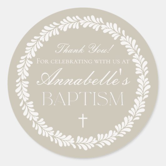 Beige Talavera Tegel Spaans Fiesta Doopgunst Ronde Sticker (Voorkant)