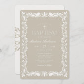 Beige Talavera Tegel Spaans Fiesta Doopsel Kaart (Voorkant / Achterkant)