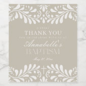 Beige Talavera Tegel Spaans Fiesta Doopsel Wijn Etiket (Enkel label)