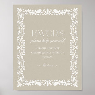 Beige Talavera Tegel Spaans Fiesta Favors Sign Poster