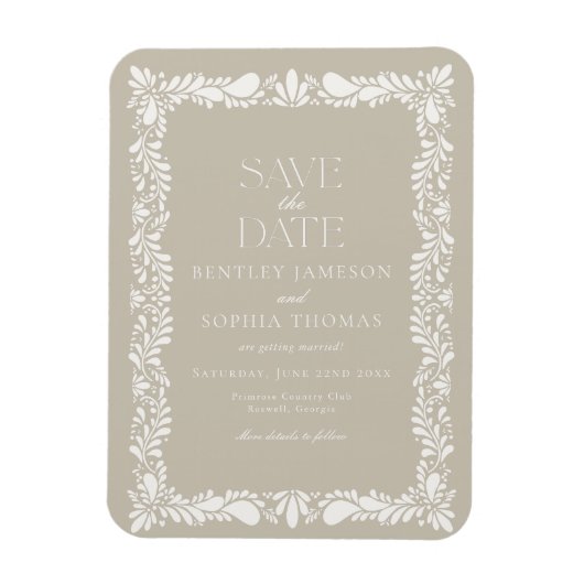 Beige Talavera Tegel Spaans Fiesta Save the Date Magneet (Verticaal)