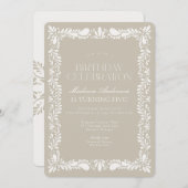 Beige Talavera Tegel Spaans Fiesta verjaardagsfees Kaart (Voorkant / Achterkant)