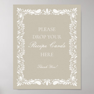 Beige Talavera Tegel Spaans Recept Delen Bruiloft Poster