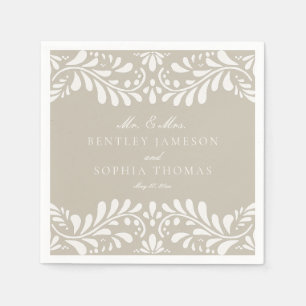 Beige Talavera Tegel Spaanse stijl Fiesta bruiloft Servet