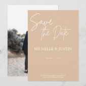 Beige Tan  Bewaar de datum Save The Date (Voorkant / Achterkant)