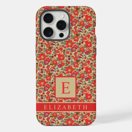  Beige Tan Bloemen Rood Paarse Bloem iPhone Hoesje (Achterkant)