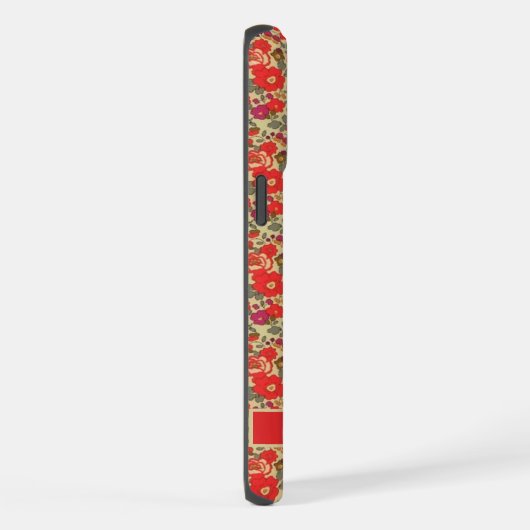 Beige Tan Bloemen Rood Paarse Bloem iPhone Hoesje (Rechterkant)