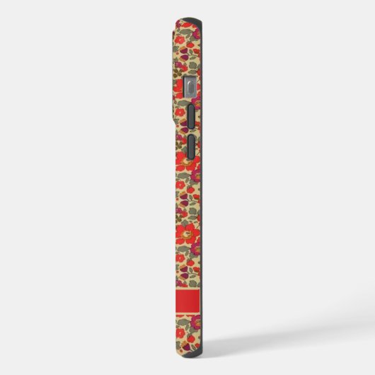  Beige Tan Bloemen Rood Paarse Bloem iPhone Hoesje (Linkerkant)