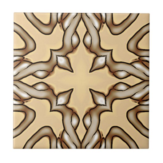 Beige Tan Brown Taupe Ivoor Etnische Tribe Art Tegeltje (Voorkant)