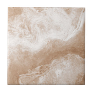 Beige Tan Brown White Marble Print Tegeltje