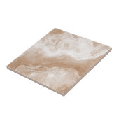 Beige Tan Brown White Marble Print Tegeltje (Zijkant)