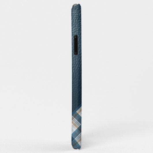 Beige Tan Bruin Donkerblauw Plaid Gingham Patroon Case-Mate iPhone Case (Achterkant/rechts)