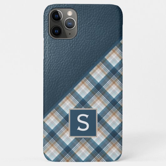 Beige Tan Bruin Donkerblauw Plaid Gingham Patroon Case-Mate iPhone Case (Achterkant)