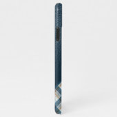 Beige Tan Bruin Donkerblauw Plaid Gingham Patroon iPhone Hoesje (Rechterkant)
