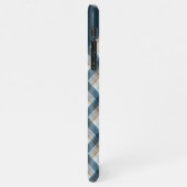 Beige Tan Bruin Donkerblauw Plaid Gingham Patroon iPhone Hoesje (Linkerkant)