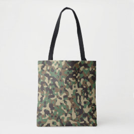 Beige, Tan Bruin, Groen, Donkergrijze Camouflage Tote Bag