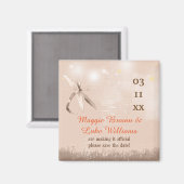 Beige Tan Dragonfly Rural Wedding Save the Date Magneet (Voorkant / Achterkant)