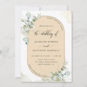 Beige Tan, Eucalyptus Oval Arch, Greenery Wedding Kaart (Voorkant)