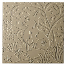 Beige Tan Fox Embossed Woodland Winter
