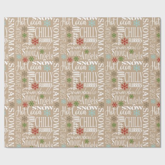 Beige/Tan Fun Script Kerst Wrapping Papier (Vlak)