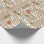 Beige/Tan Fun Script Kerst Wrapping Papier (Hoek)