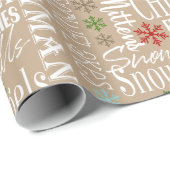 Beige/Tan Fun Script Kerst Wrapping Papier (Rol Hoek)