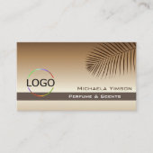 Beige Tan Gradiënt en Palm Leaf met Logo Stijlvol Visitekaartje (Voorkant)