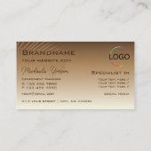 Beige Tan Gradient Palm Leaf Monogram en Logo Visitekaartje (Achterkant)