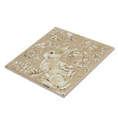 Beige Tan Ivory Bunny Rabbit Bird Leaf Tegeltje (Zijkant)